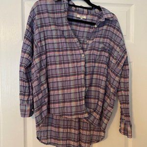 Madewell Purple and Blue Plaid Button Down Top